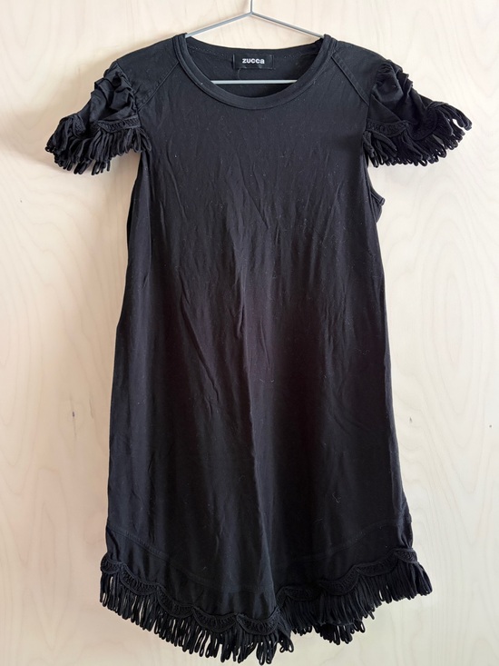 Zucca Dresses & Skirts - Zucca Japan Black Fringe-Sleeve Mini Dress